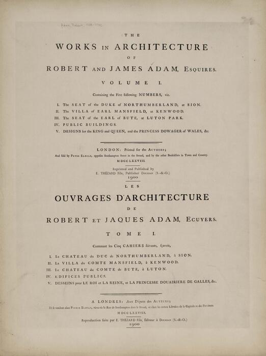 the works in architecture of robert and james adam esquires.1902
