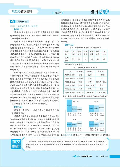 非联续性文本——七年级