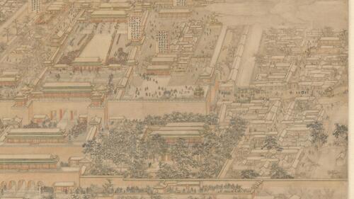 京师生春诗意图轴.清.徐扬绘.18442x19967像素.清乾隆三十二年绢本设色.北京故宫博物院藏