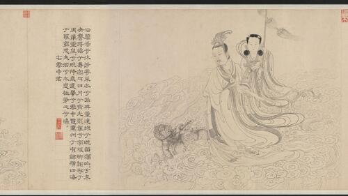 九歌图卷.元.张渥绘.褚奂题词.元至正二十一年.纸本水墨.118100x4557像素.克利夫兰艺术博物馆藏