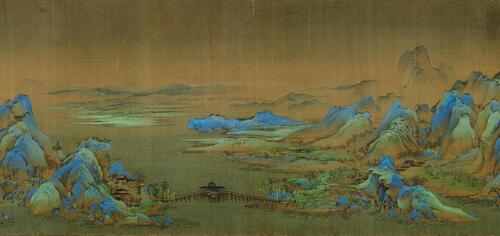 千里江山图卷.北宋王希孟作.65260x2612像素.绢本设色.注释.故宫博物院藏
