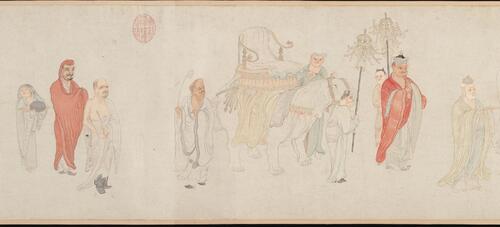 十六罗汉图卷.明.吴彬画.明万历十九年绘.51888x2827像素.注释.大都会艺术博物馆藏