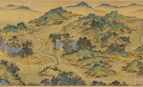 丝路山水地图.蒙古山水地图.明内府绘.128438x2580像素.北京故宫博物院藏