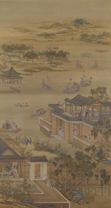 雍正十二月行乐图.轴.绢本设色.北京故宫博物院藏