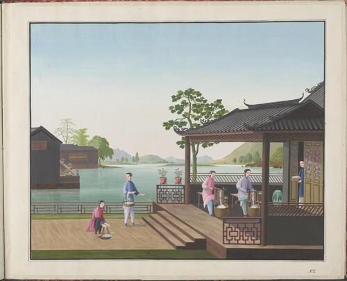 中国自然历史绘画.棉布生产.十二幅.十八世纪