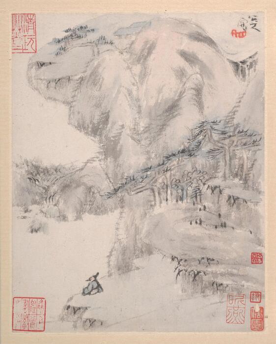 八大山人绘画册页.写意文人12帧.山水12帧.朱耷绘.清代-2