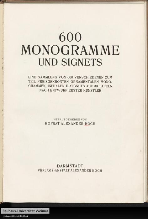 纹章标志600例.600 monogramme und signets.by alexander koch.1911年